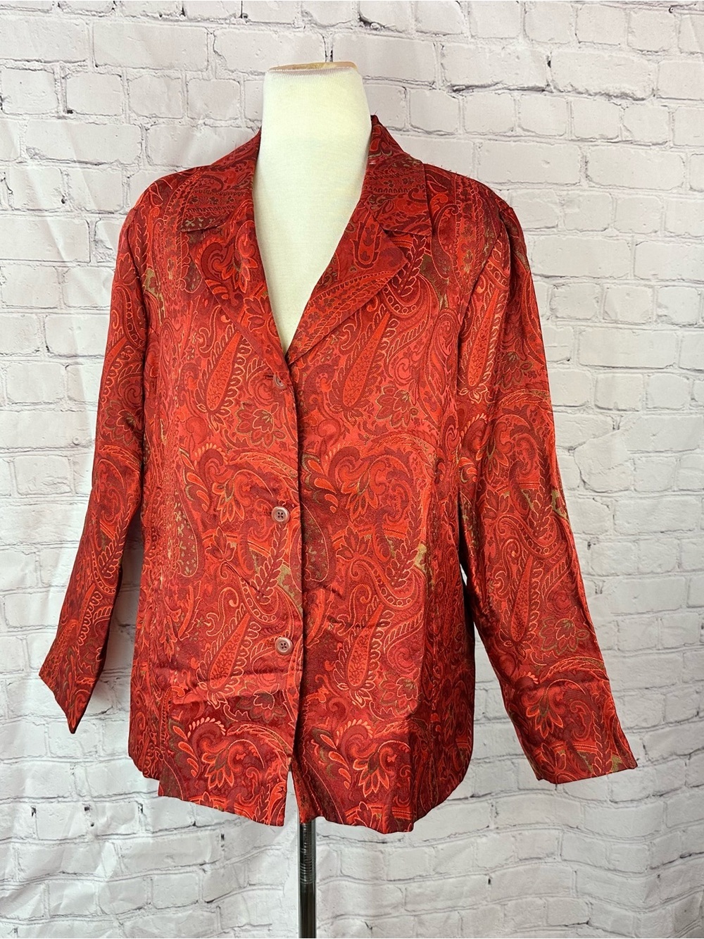 vtg Coldwater Creek Rust Paisley patterned Blazer jacket women 14 layer office